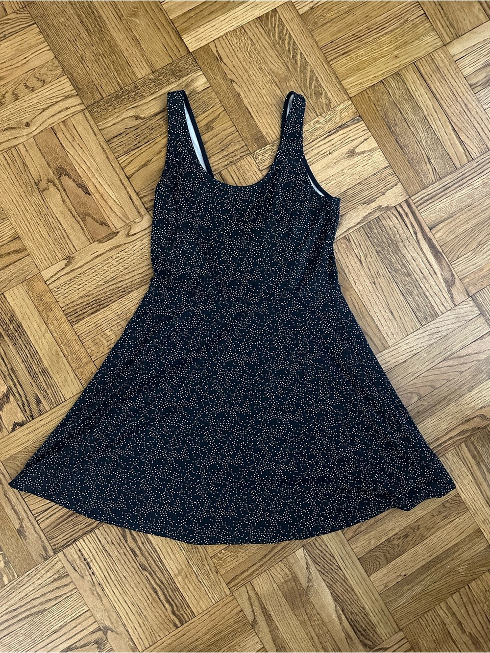 H&M Divided Navy w White Dots Skater Dress - US 12 - Like New